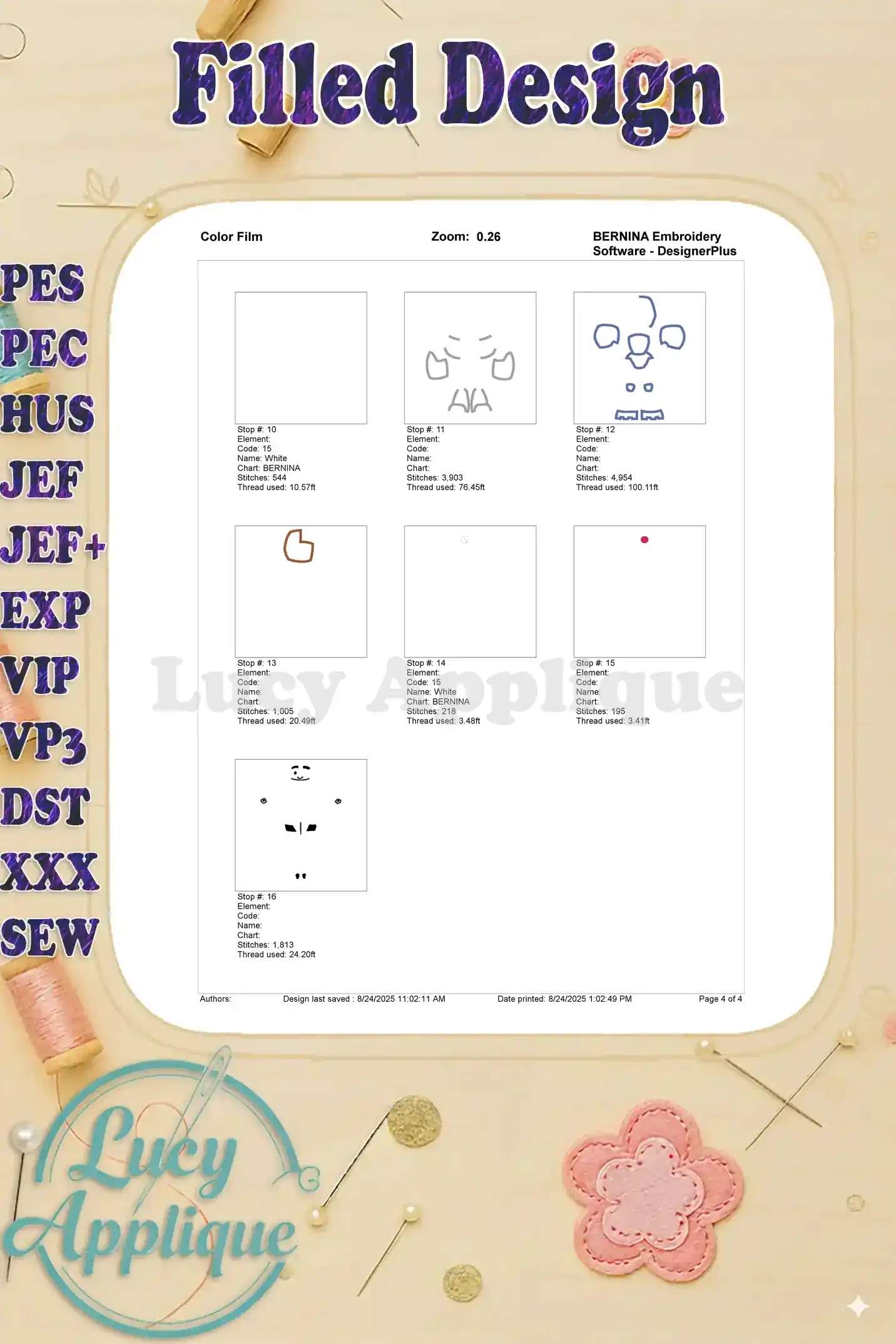 Another section of the color film for the Cyborg Teen Titans Go! embroidery design, continuing the visual guide for accurate thread usage.