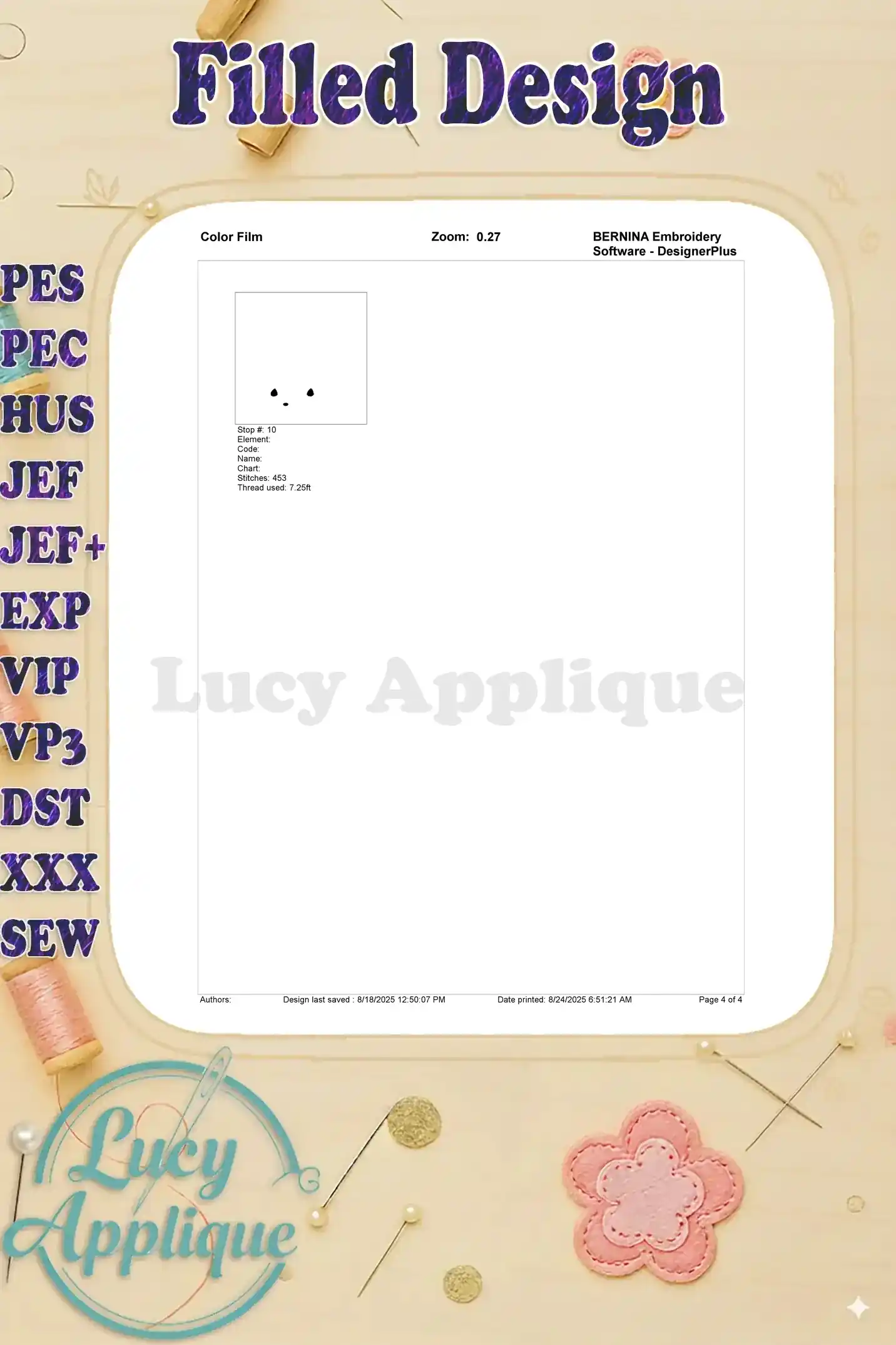 Additional color film page for Strawberry Shortcake embroidery, showing thread colors for remaining stitches. Useful for embroidery.