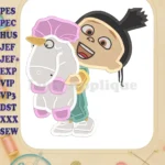 Agnes with Unicorn Fill Machine Embroidery Design - Instant Download