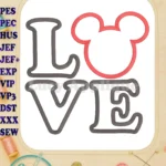 Applique Mickey Mouse Love 01 Embroidery Design - Instant Download