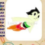 Astro Boy Flying Applique Embroidery Design - Instant Download