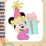 Baby Minnie Mouse Birthday Applique Design 01 - Instant Download