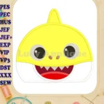 Baby Shark Head Applique Embroidery Design - Instant Download