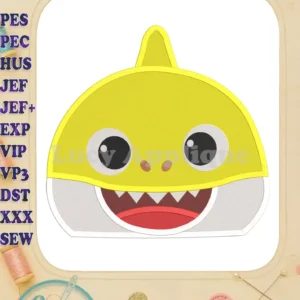 Baby Shark Head Fill Machine Embroidery Design. A charming yellow Baby Shark head, ready to be stitched. Perfect for adding a playful touch to your projects!