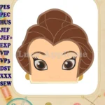 Belle Beauty and the Beast Head Applique Embroidery Design - Instant Download