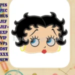 Betty Boop Head Applique Embroidery Design - Instant Download