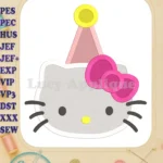 Birthday Hello Kitty Fill Machine Embroidery Design - Instant Download