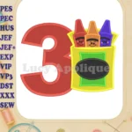Box of Crayons Birthday Number 3 Fill Machine Embroidery Design - Instant Download