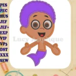 Bubble Guppies Goby Applique Embroidery Design - Instant Download