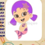 Bubble Guppies Oona Applique Embroidery Design - Instant Download
