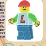 Builder Lego Filled Embroidery Design - Instant Download