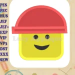 Builder Lego Head Filled Embroidery Design - Instant Download