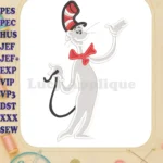 Cat in the Hat Dr Seuss Happy Filled Embroidery Design - Instant Download