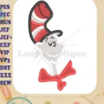 Cat in the Hat Dr Seuss Happy Head Filled Embroidery Design - Instant Download