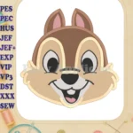 Chip and Dale Happy Head Filled Embroidery Design 2 - Instant Download