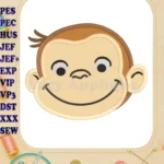 Curious George Applique 01 Embroidery Design - Instant Download