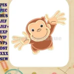 Curious George Applique Design 07 - Instant Download