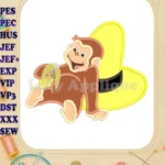 Curious George Applique Design 09 - Instant Download