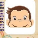 Curious George Head Applique Embroidery Design 1 - Instant Download