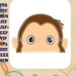 Curious George Head Applique Embroidery Design - Instant Download