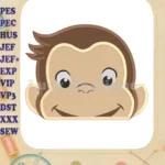 Curious George Head Fill Machine Embroidery Design - Instant Download
