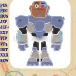 Cyborg Teen Titans Go Fill Embroidery Design 02 - Instant Download