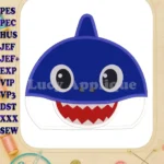 Daddy Shark Head Applique Embroidery Design - Instant Download