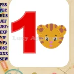 Daniel Tiger Face Birthday Number 1 Applique 01 Design - Instant Download