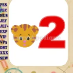 Daniel Tiger Face Birthday Number 2 Applique 01 Design - Instant Download