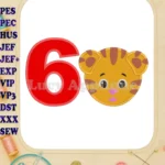 Daniel Tiger Face Birthday Number 6 Applique 01 Design - Instant Download
