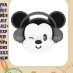 Disney Cuties Mickey Mouse Headphone Applique Embroidery Design - Instant Download