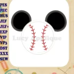 Disney Mickey Baseball Applique Embroidery Design - Instant Download
