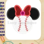 Disney Minnie baseball Applique Embroidery Design - Instant Download