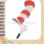Dr Seuss Cat in the Hat With Hand Filled Embroidery Design - Instant Download