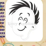 Dr Seuss Conrad Walden Head Applique Design - Instant Download