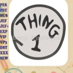 Dr Seuss Thing 1 Filled Embroidery Design - Instant Download