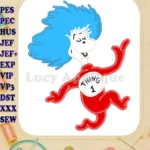 Dr Seuss Thing One Applique Embroidery Design - Instant Download