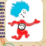 Dr Seuss Thing Two Applique Design - Instant Download