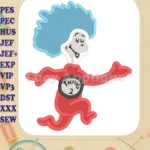 Dr Seuss Thing Two Filled Embroidery Design - Instant Download