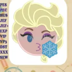 Elsa Emoji Fill Embroidery Design - Instant Download