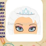 Elsa Frozen Head Applique Embroidery Design - Instant Download