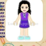 Emma Lego Friends Applique Embroidery Design - Instant Download