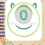 Emoji Mike Wazowski Happy Disney Applique Embroidery Design - Instant Download