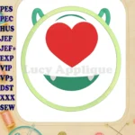 Emoji Mike Wazowski Heart Love Disney Applique Embroidery Design - Instant Download