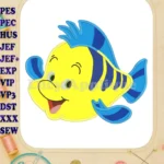 Flounder The Little Mermaid Applique Design 02 - Instant Download