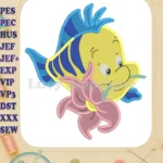 Flounder The Little Mermaid Fill Embroidery Design 01 - Instant Download