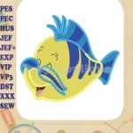 Flounder The Little Mermaid Fill Embroidery Design 03 - Instant Download