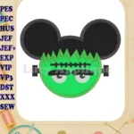 Frankenstein Mickey Ears Applique Design - Instant Download