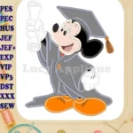 Graduation Mickey Mouse Applique Design 03 - Instant Download