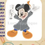 Graduation Mickey Mouse Fill Embroidery Design 01 - Instant Download